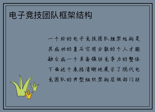 电子竞技团队框架结构